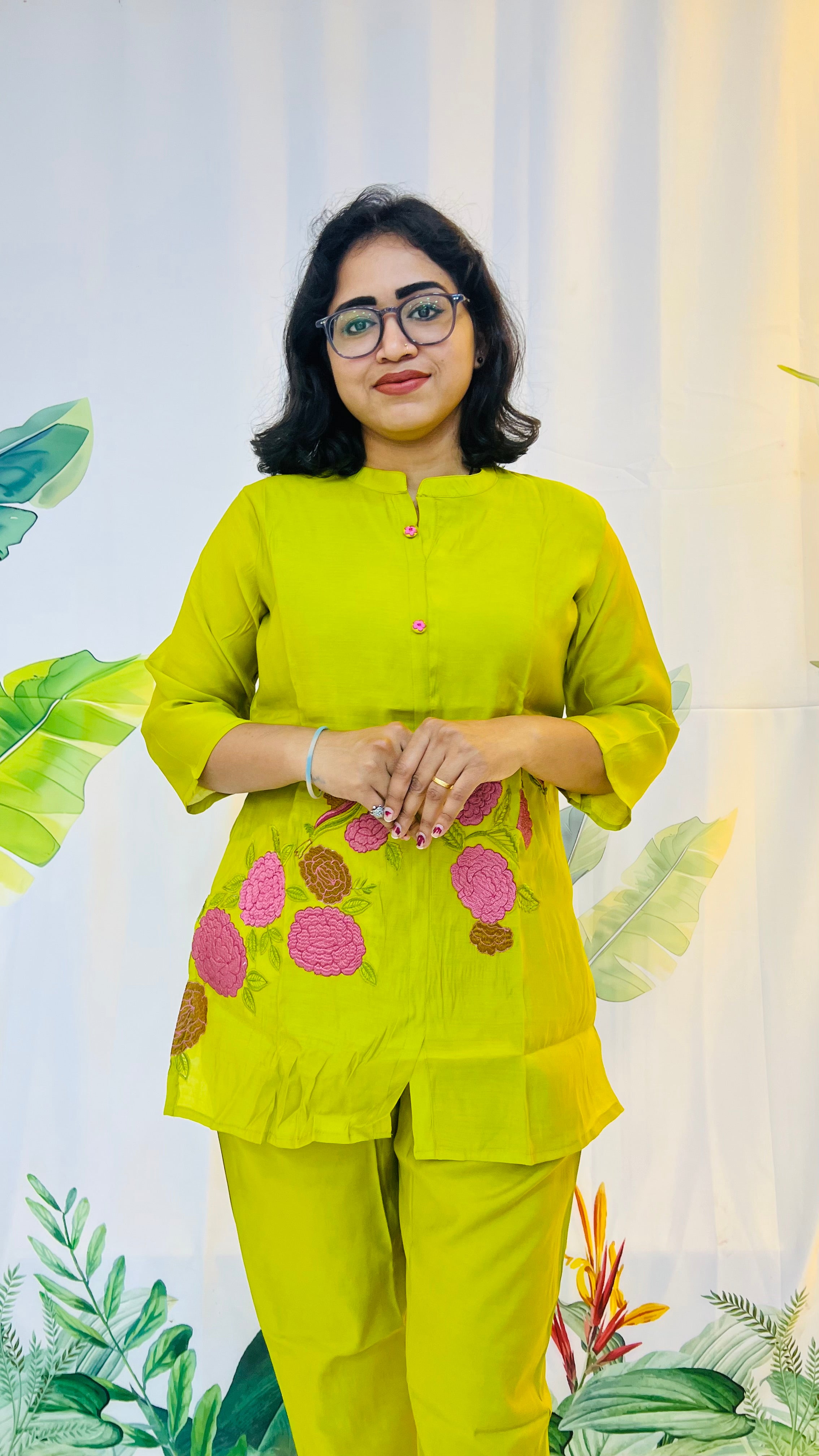 Parrot Green MulChanderi Coordset