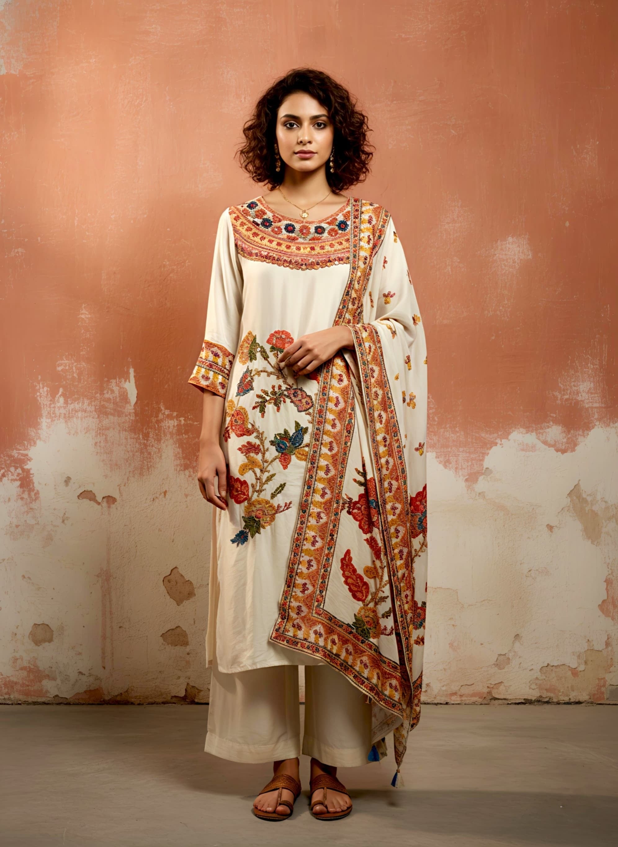 Ivory Heritage Floral Kurta Set- SHSK01