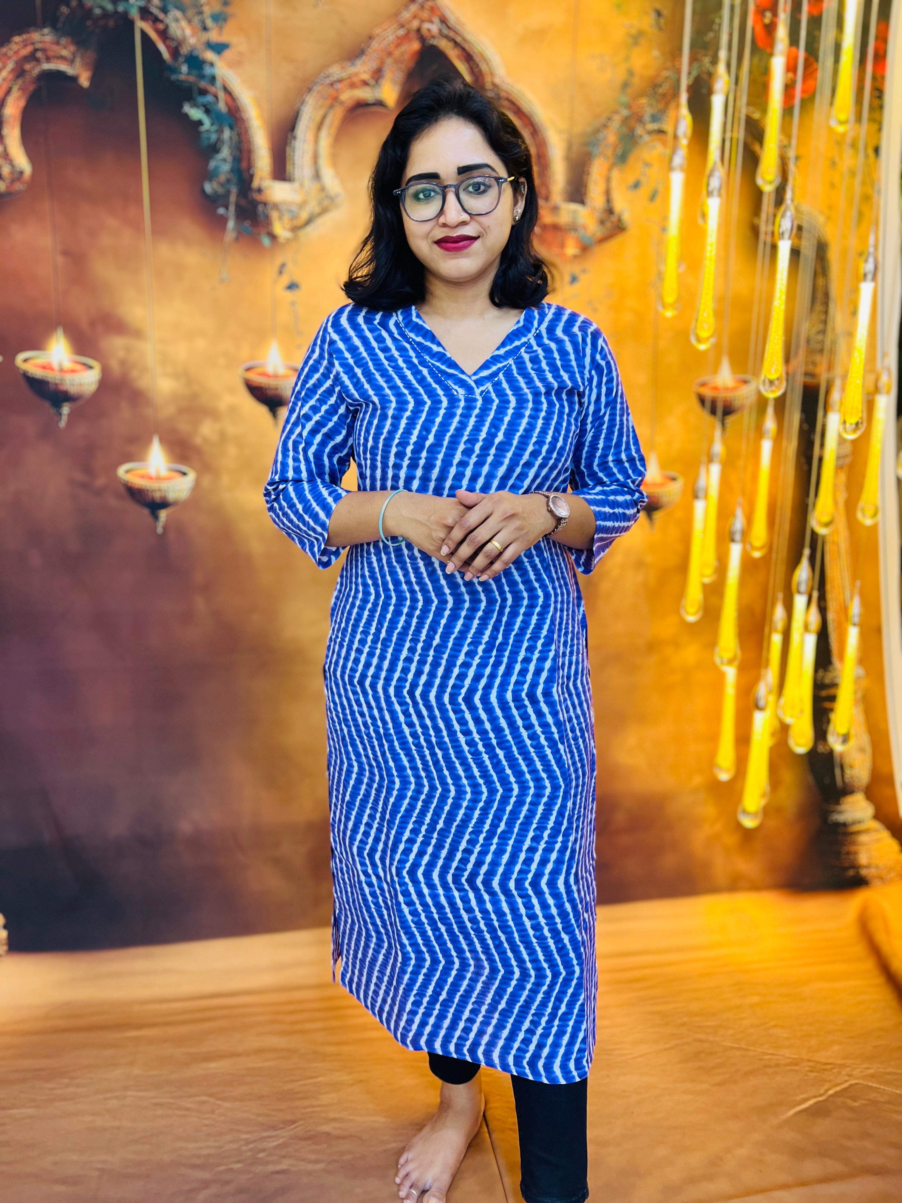 Blue Handblock Cotton Kurti