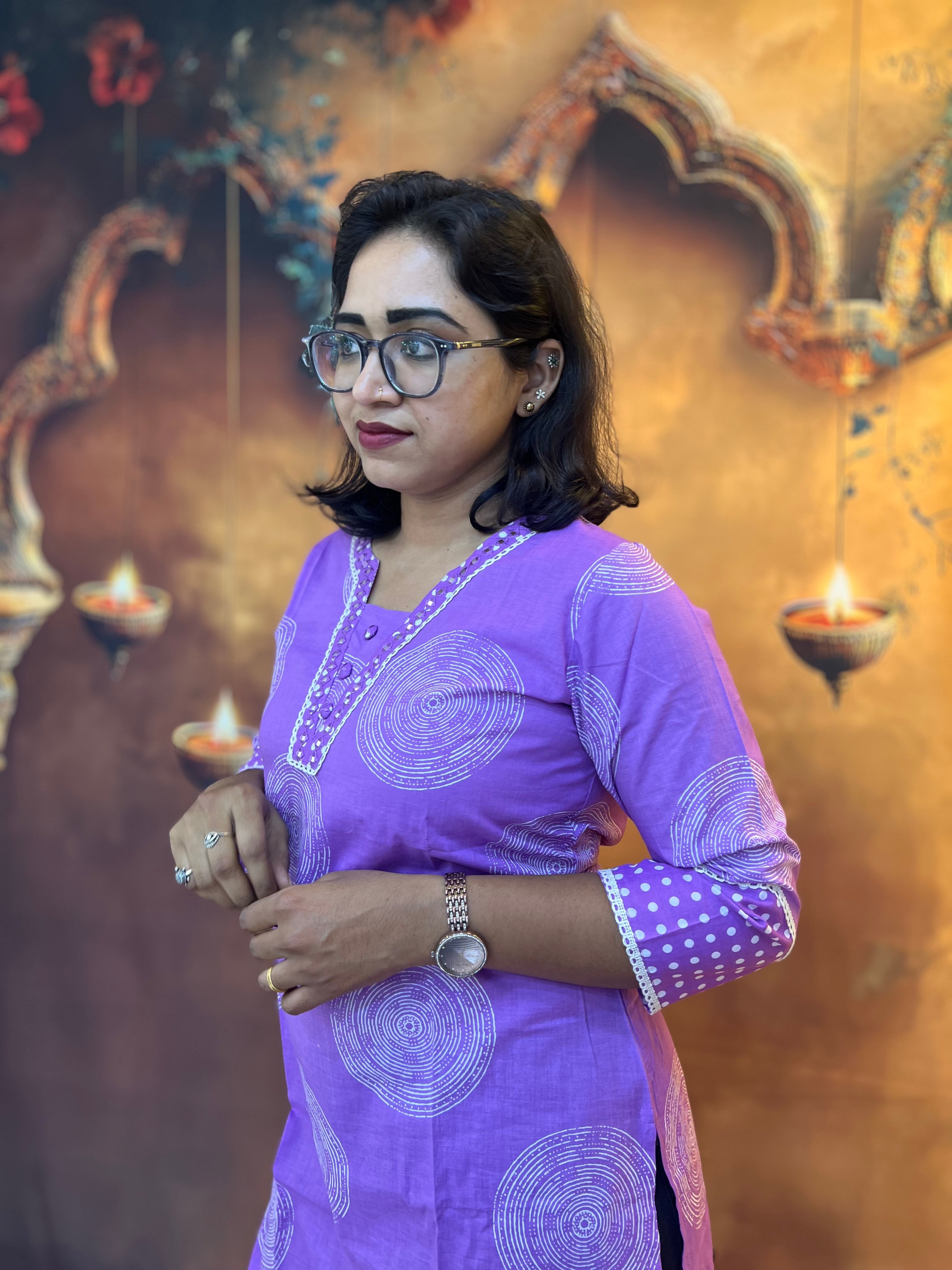 Elegant Lavender Printed Kurti