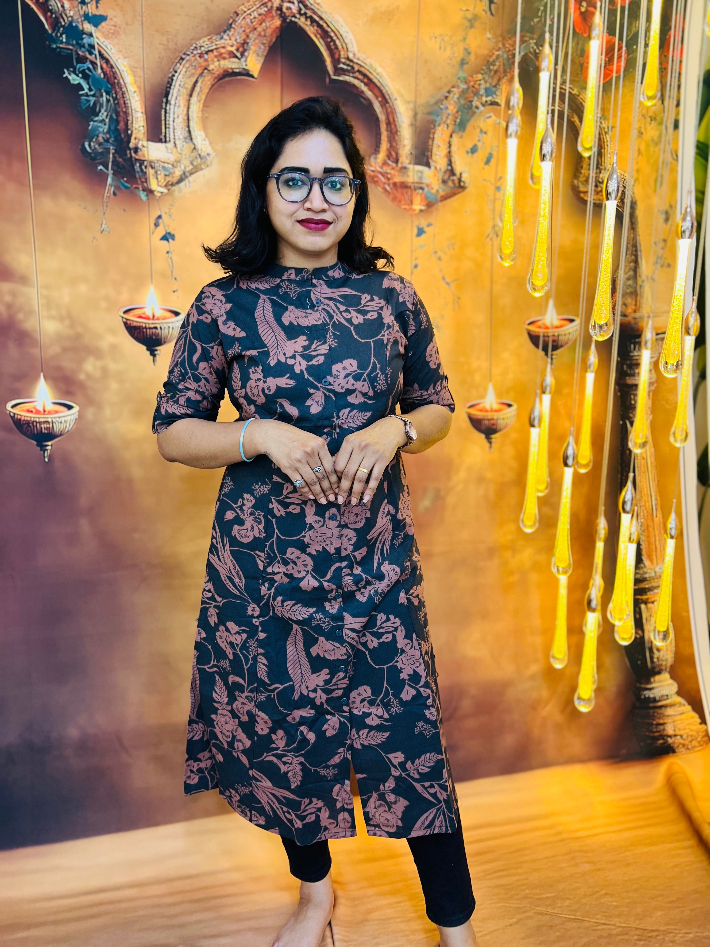 Elegant Khadi Floral Print Kurti