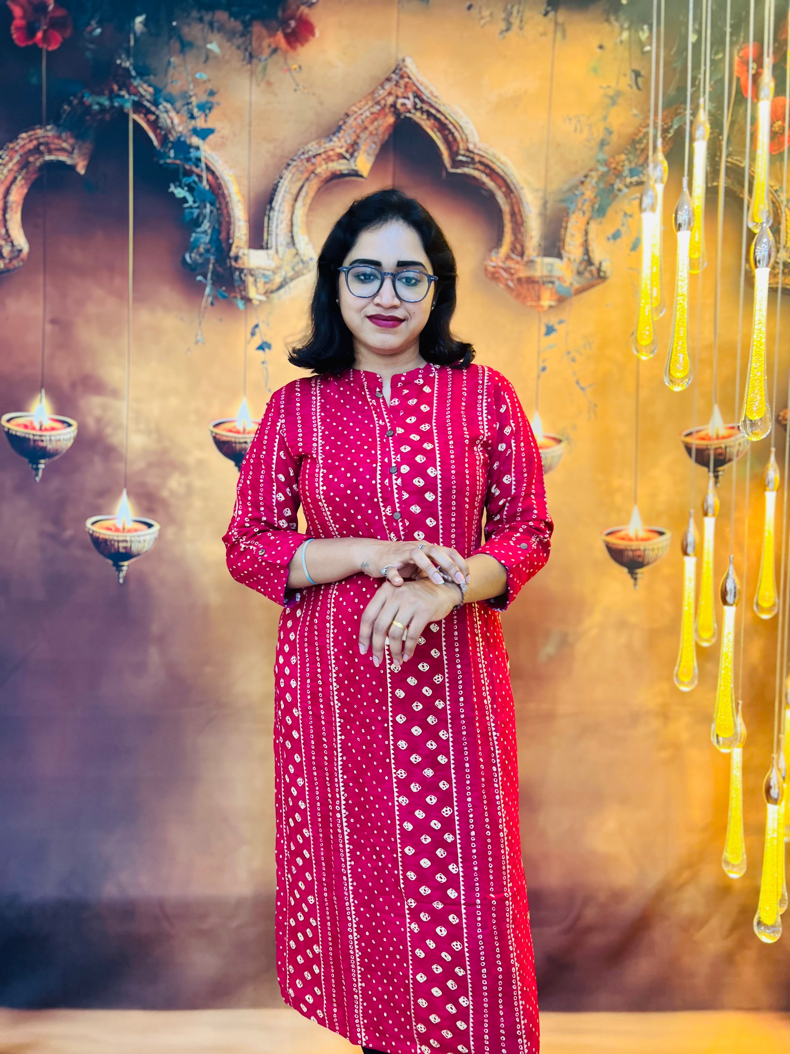 Radiant Red Bandhej Kurti