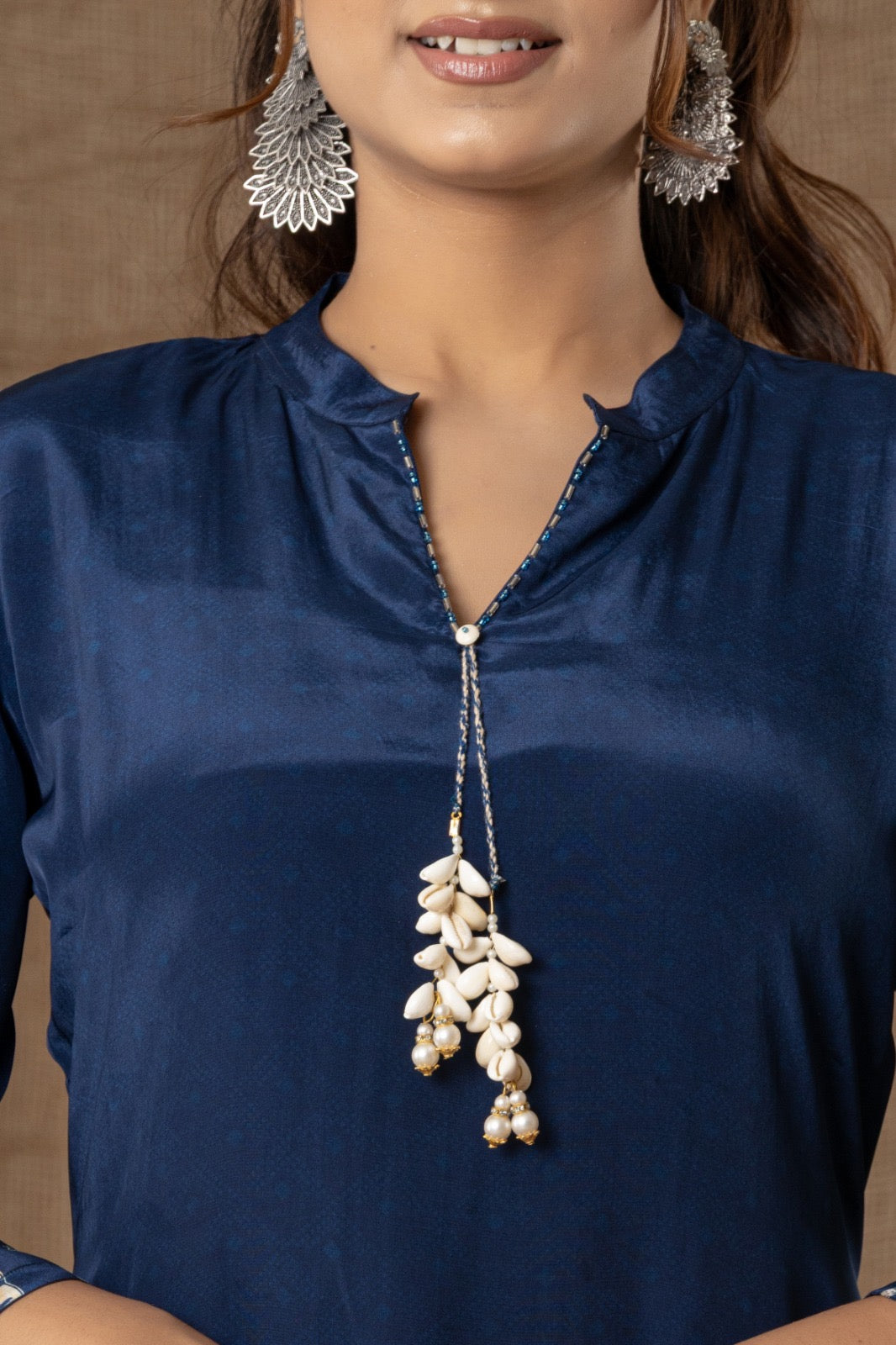 Midnight Blue Floral Elegance Kurta Set