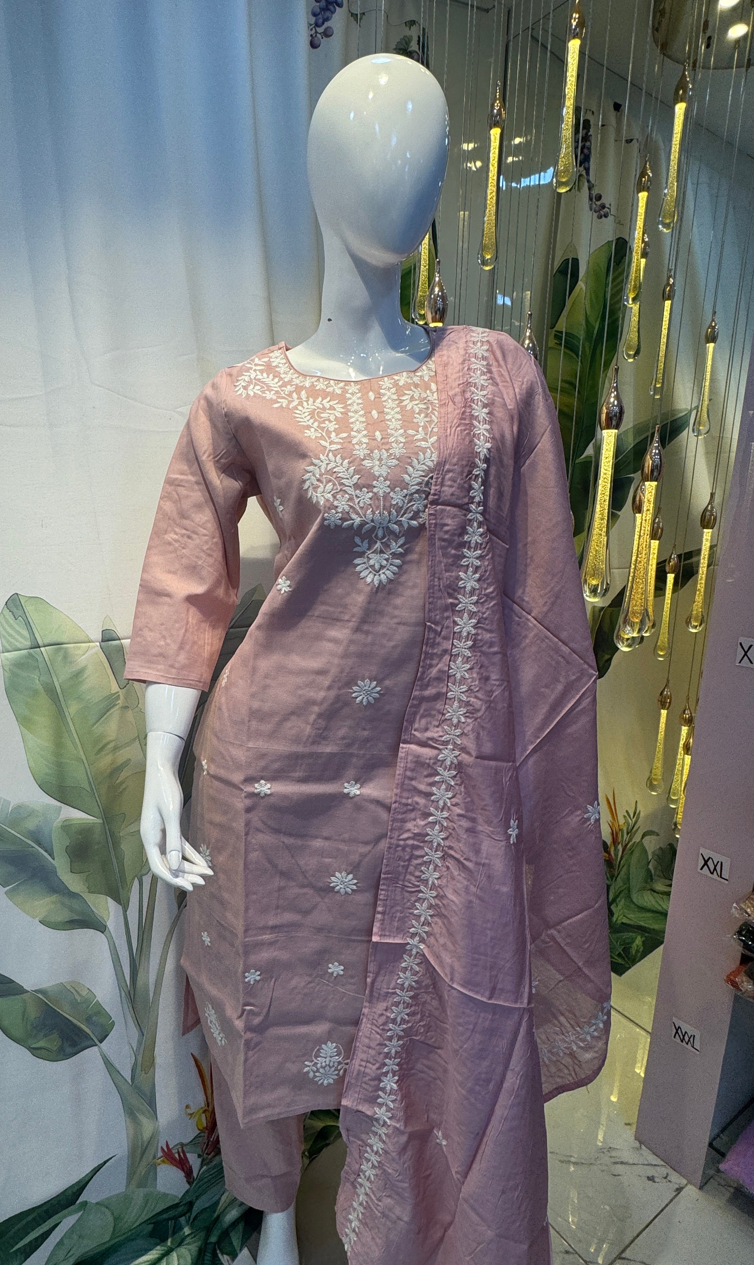 🌸 Soft Pink Embroidered Kurta Set with Matching Dupatta