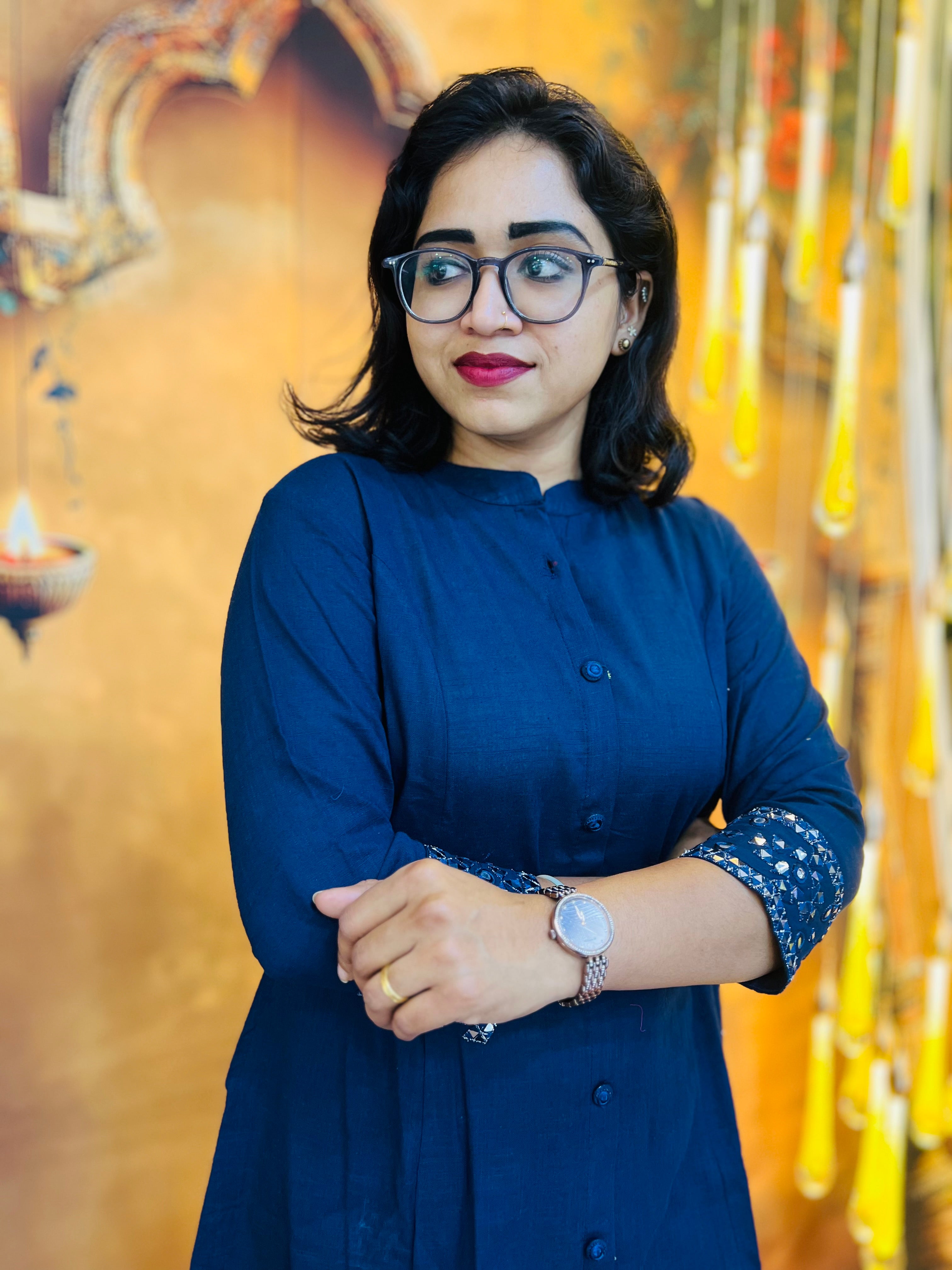 Navy Blue Button-Down Kurti