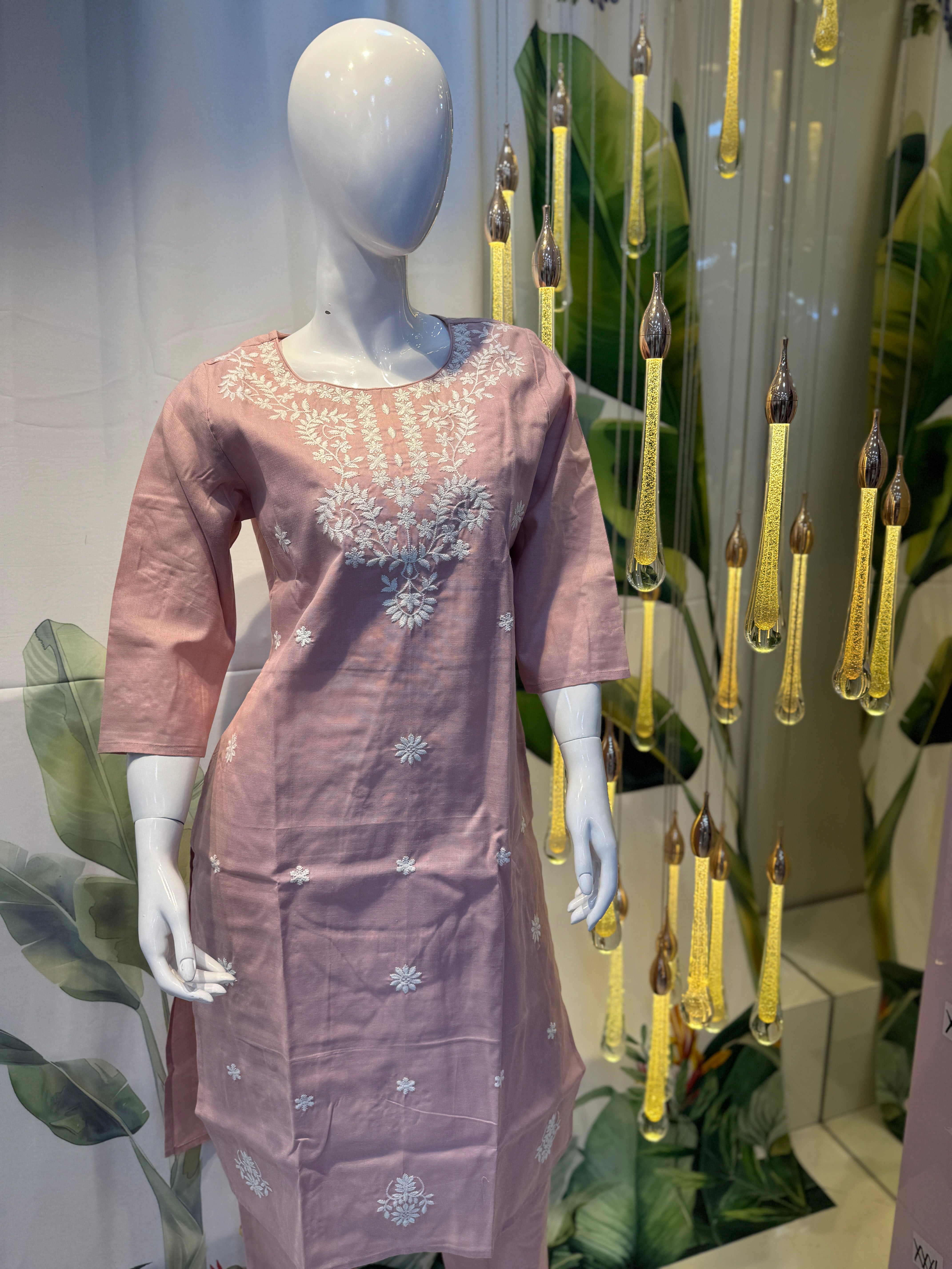 🌸 Soft Pink Embroidered Kurta Set with Matching Dupatta