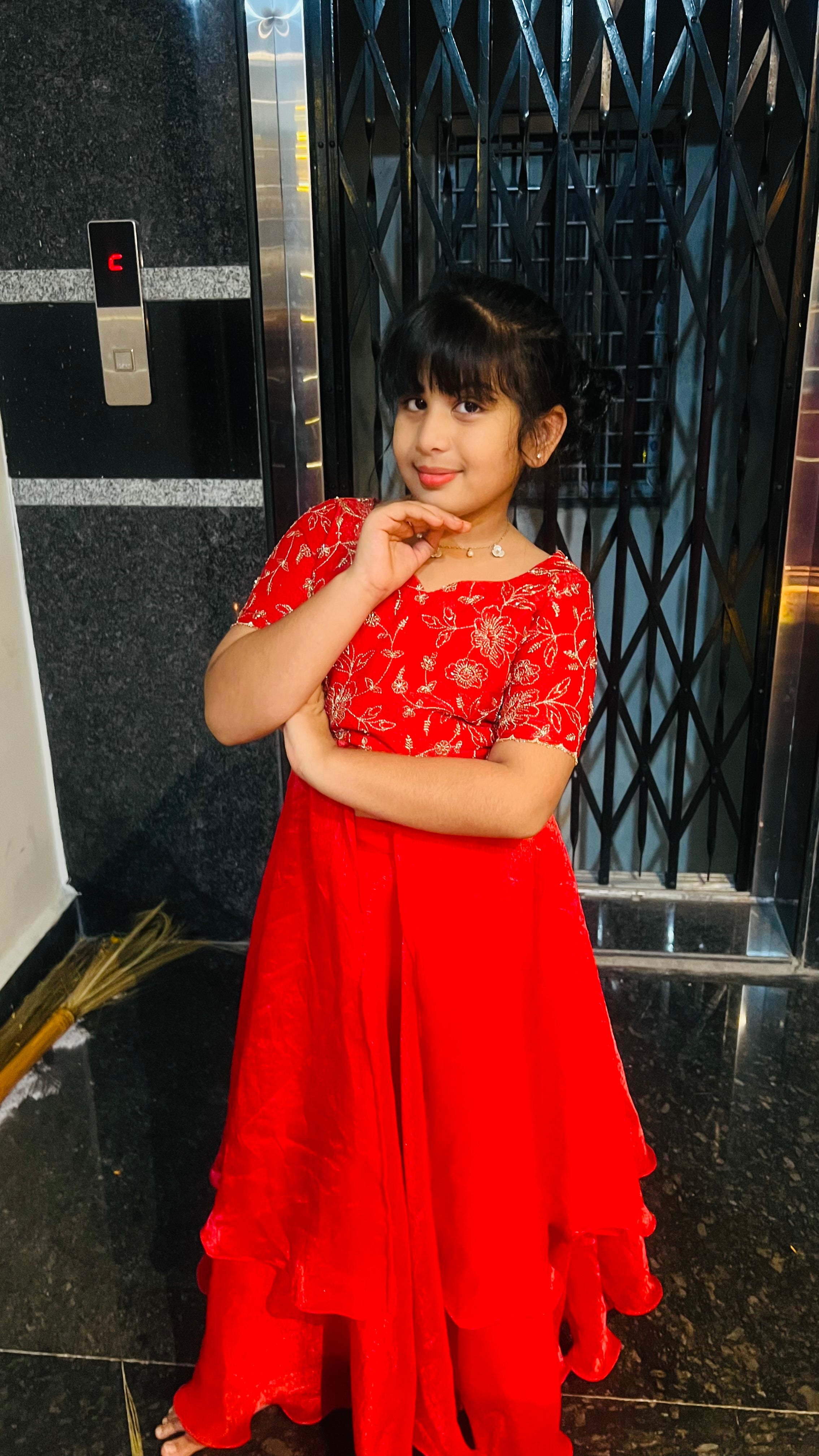 Radiant Red Mother-Daughter Duo Gown