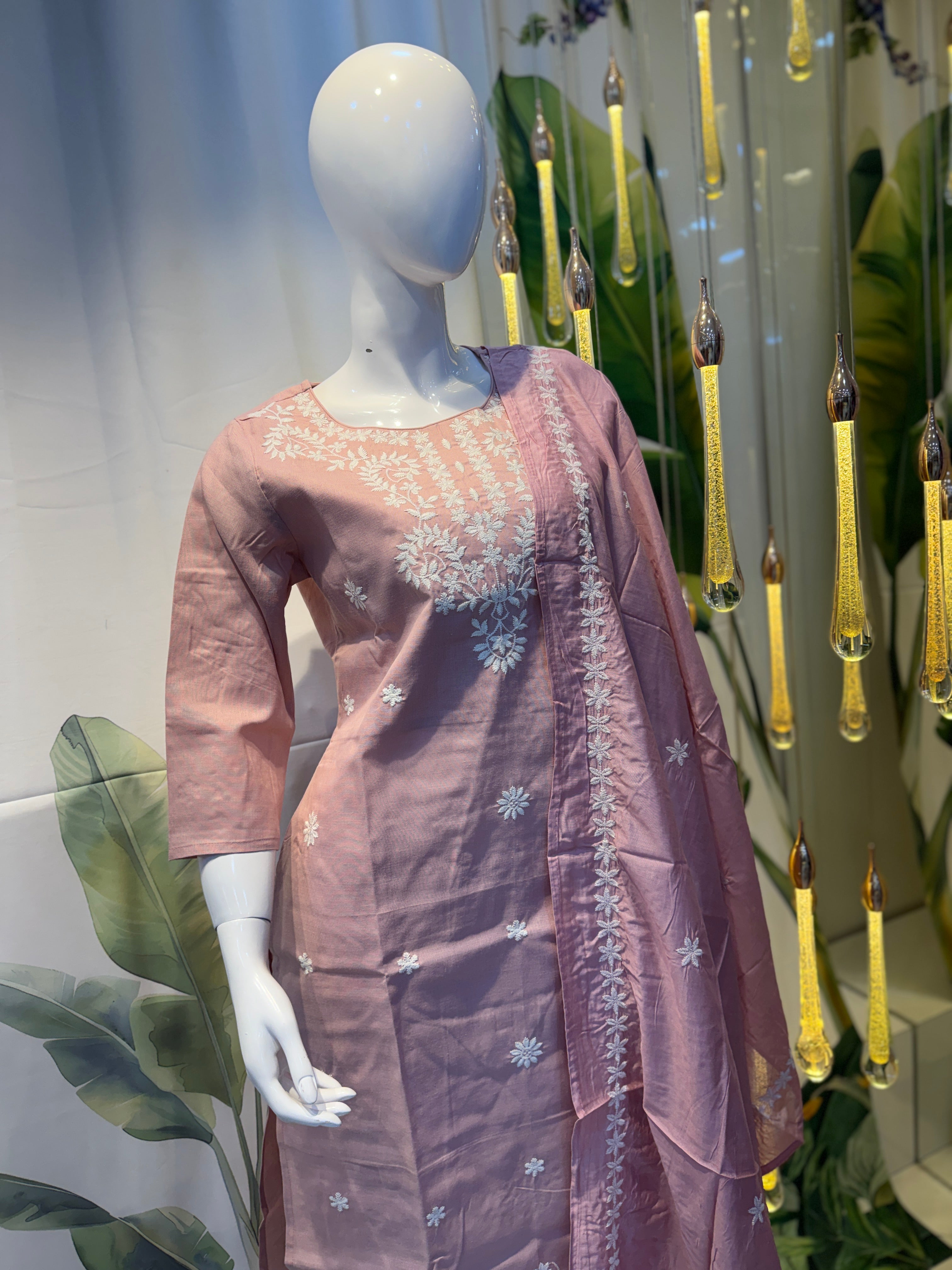 🌸 Soft Pink Embroidered Kurta Set with Matching Dupatta