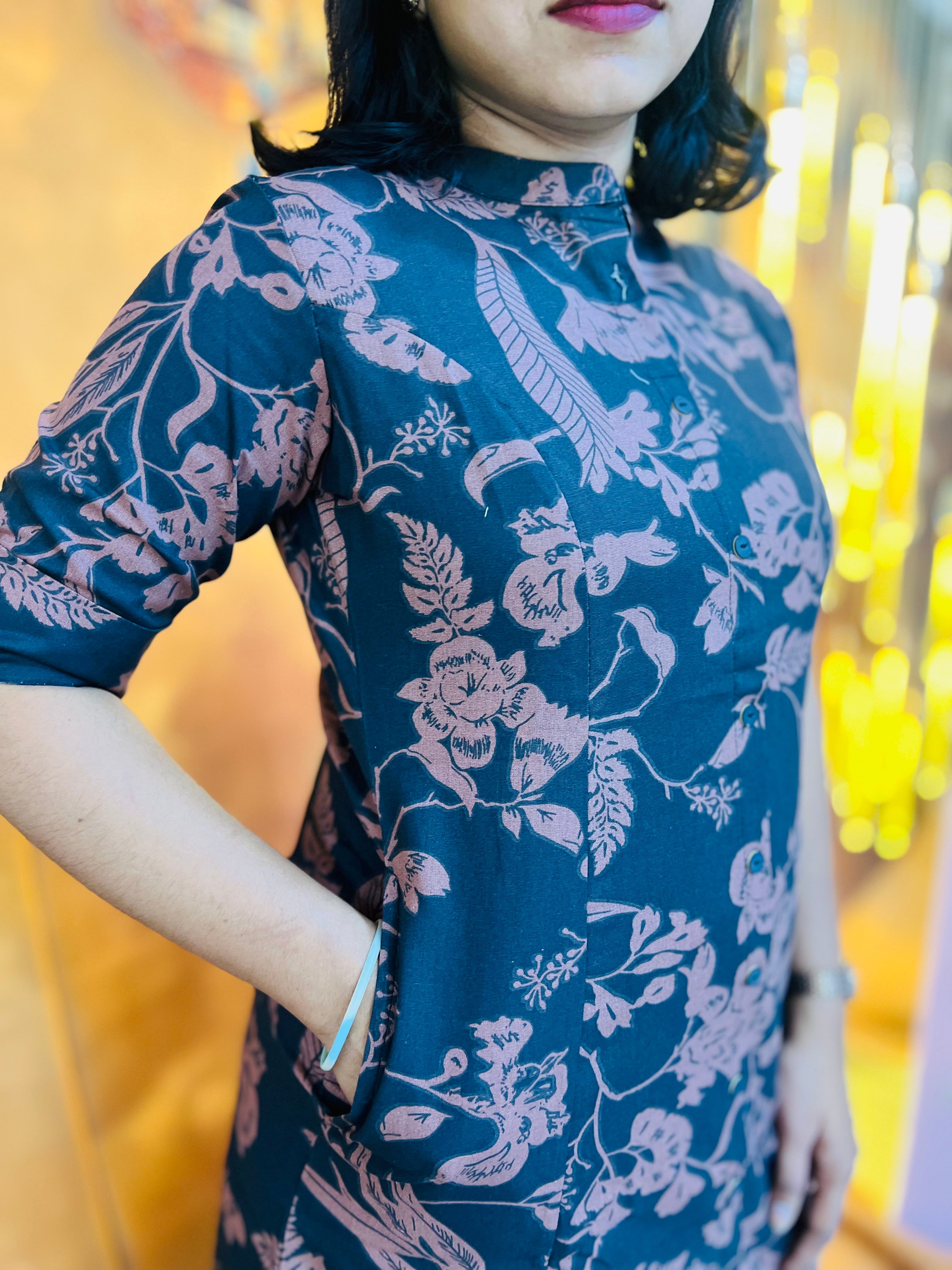 Elegant Khadi Floral Print Kurti