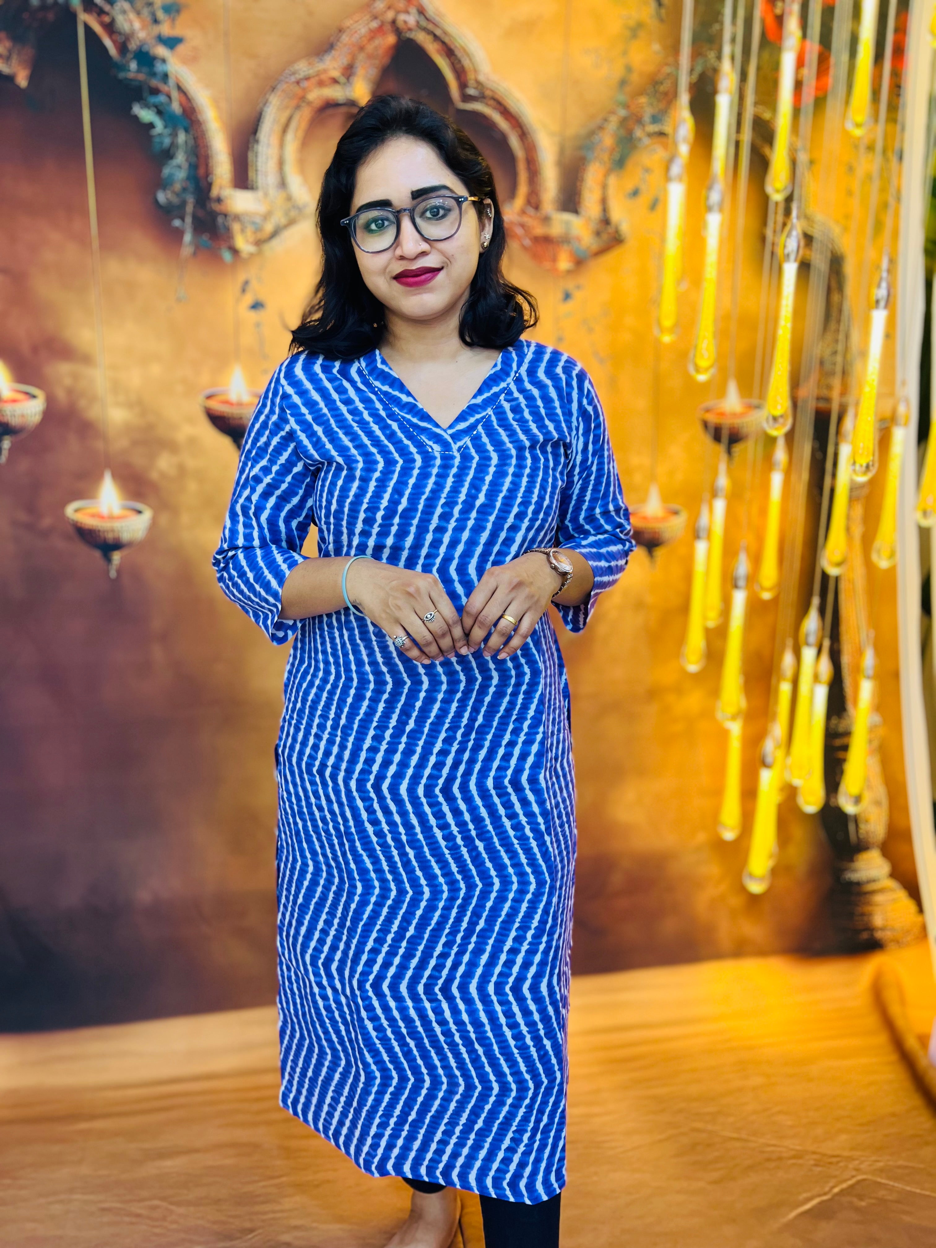 Blue Handblock Cotton Kurti