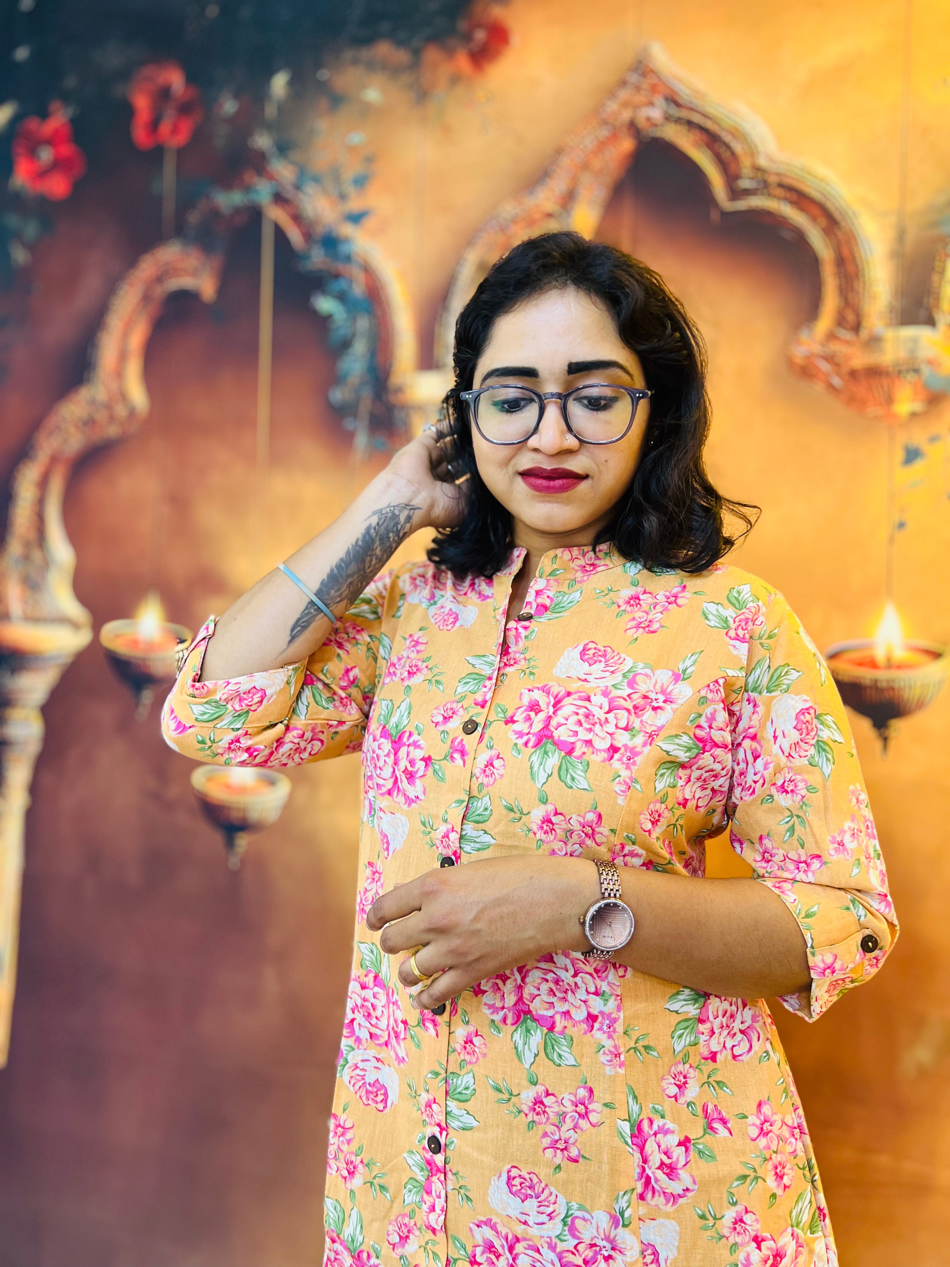 Sunshine Blossom Cotton Kurti 🌸