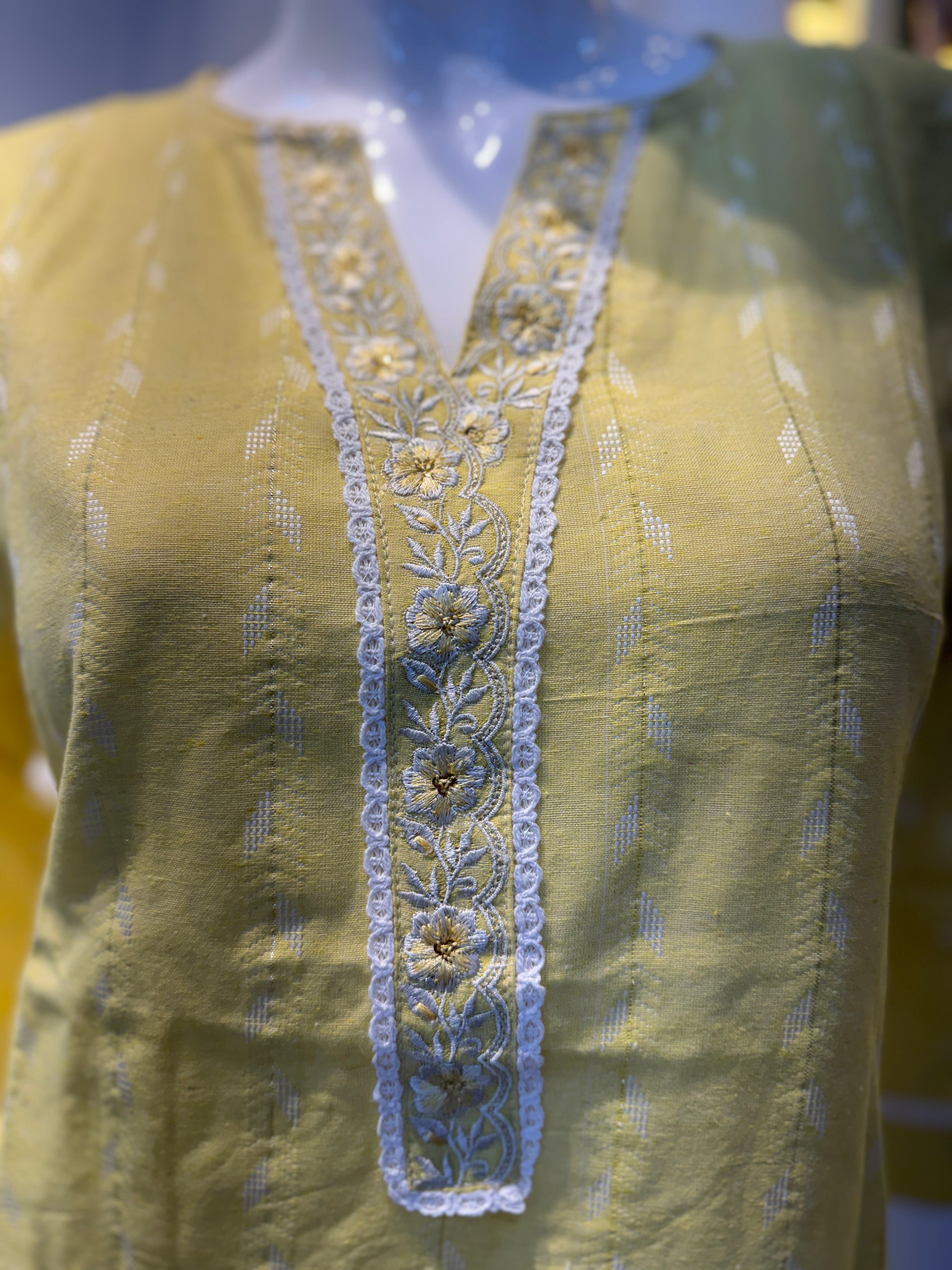 Soft Yellow Embroidered Kurta Set with Chikankari Dupatta