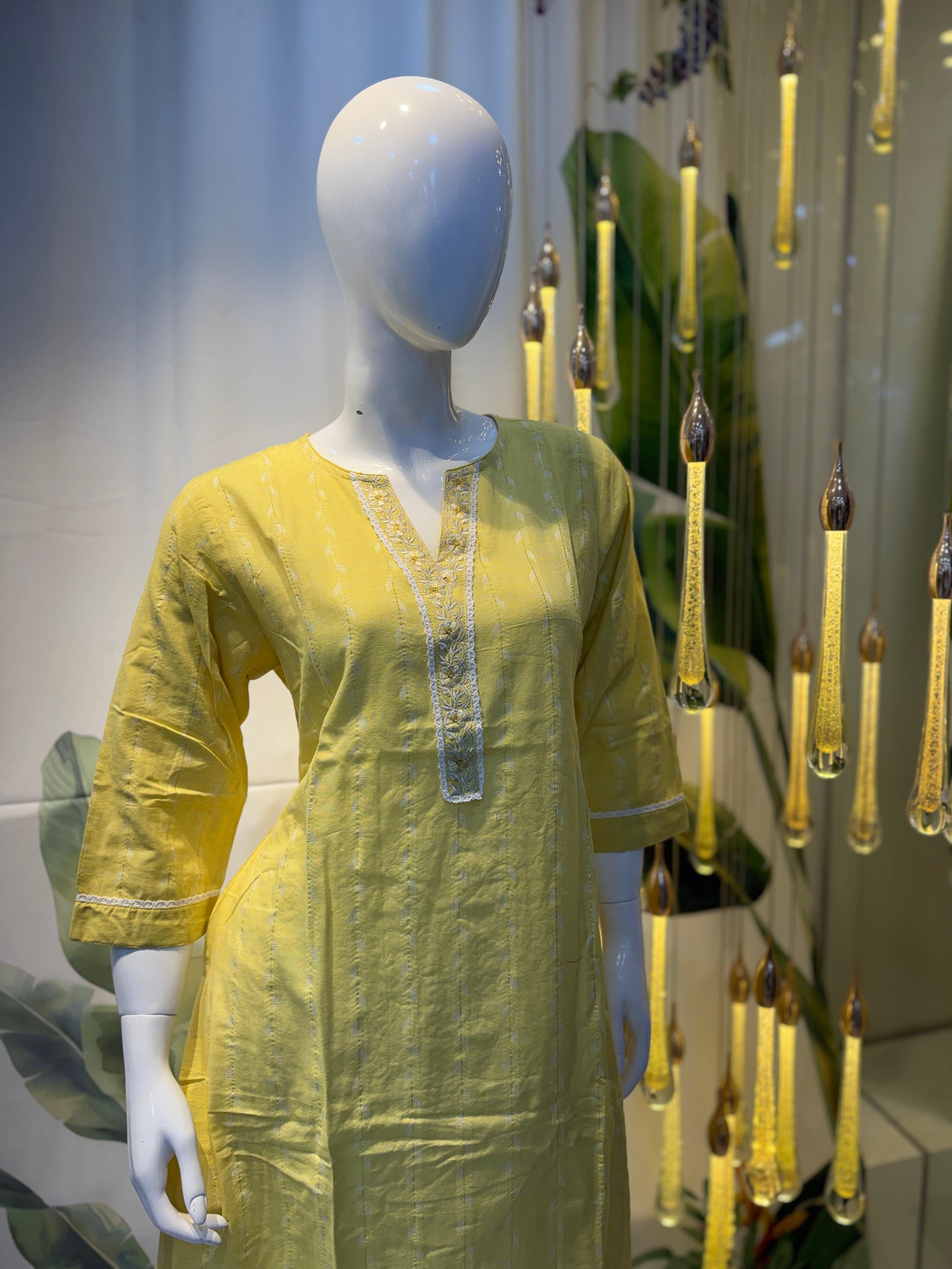 Soft Yellow Embroidered Kurta Set with Chikankari Dupatta