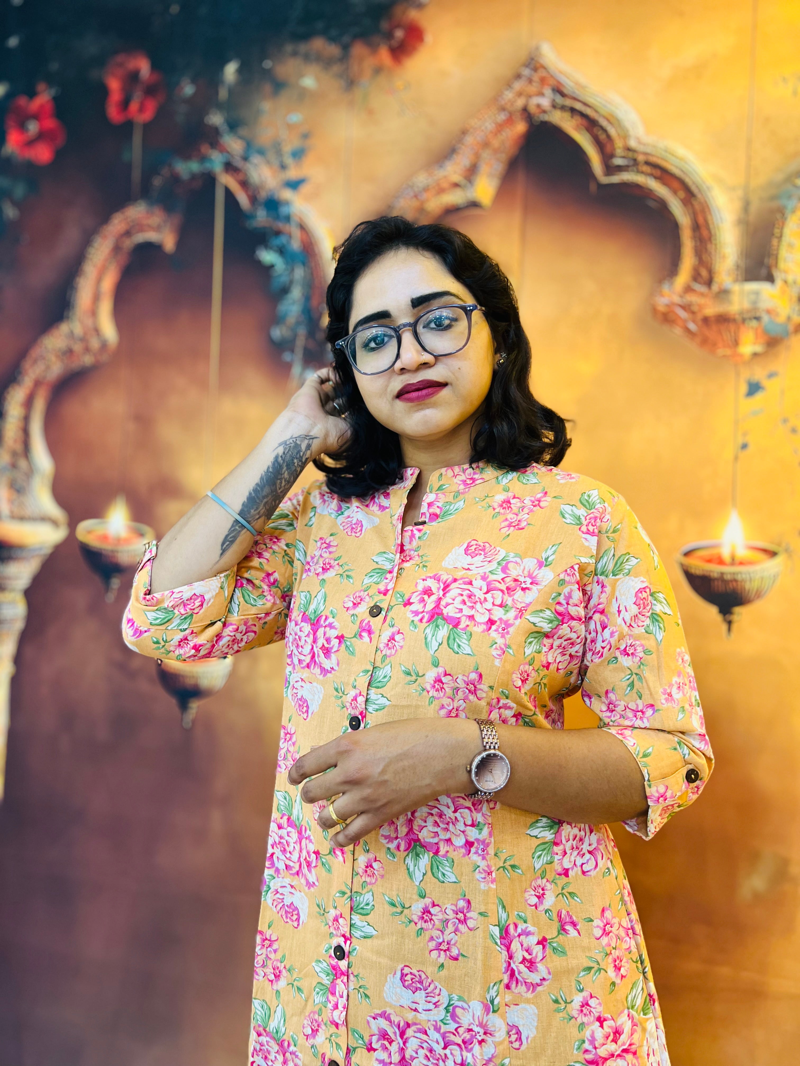 Sunshine Blossom Cotton Kurti 🌸