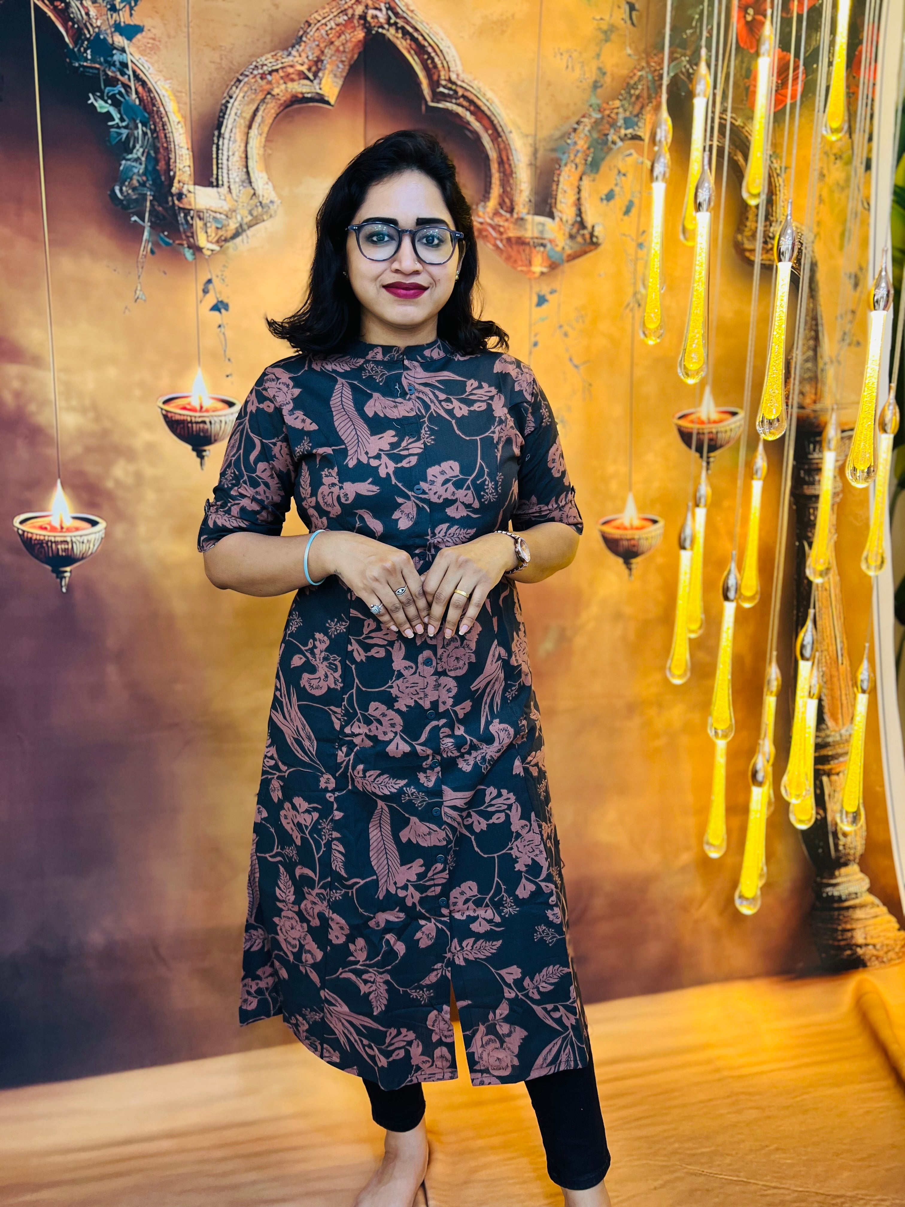 Elegant Khadi Floral Print Kurti