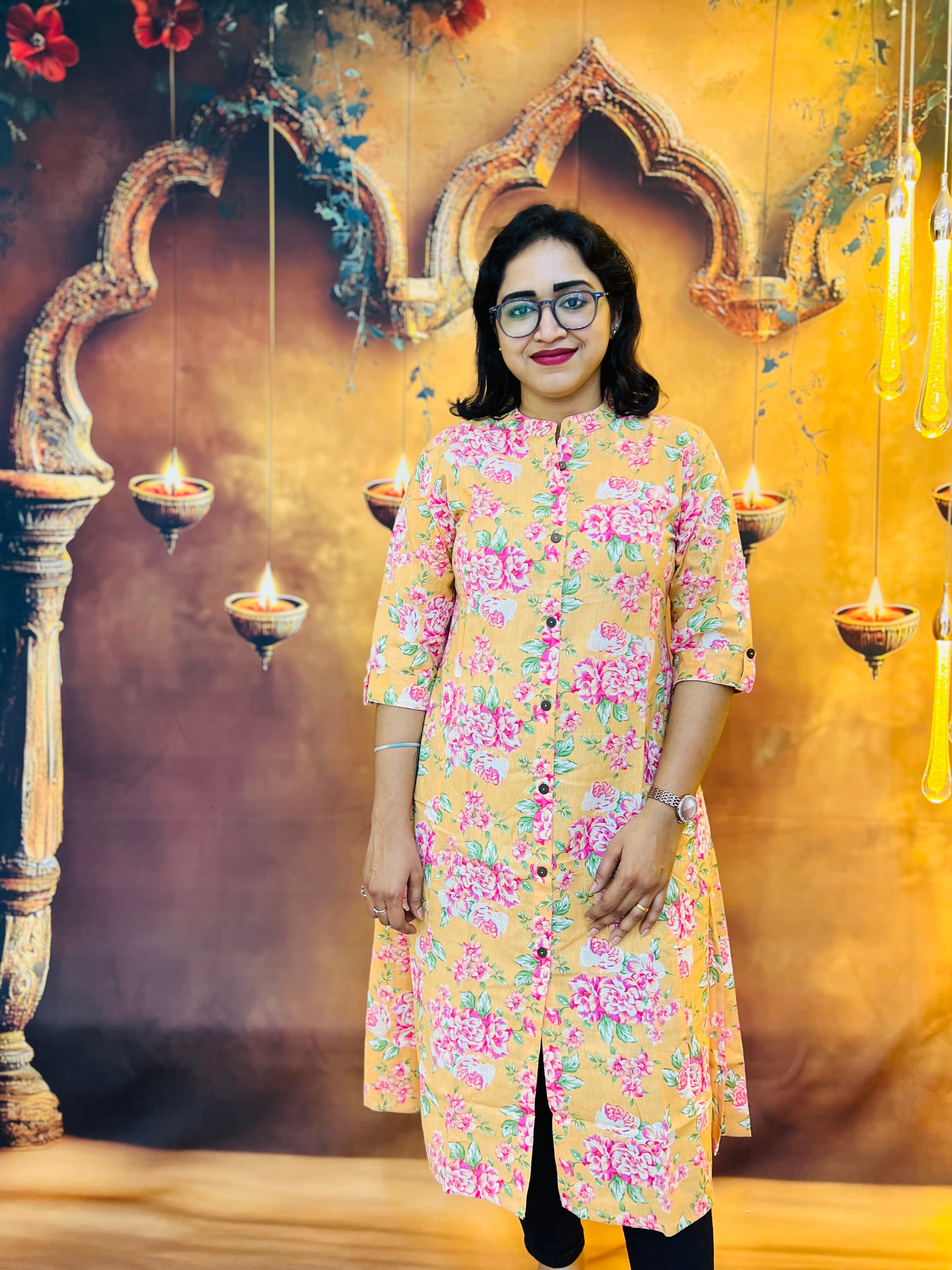 Sunshine Blossom Cotton Kurti 🌸