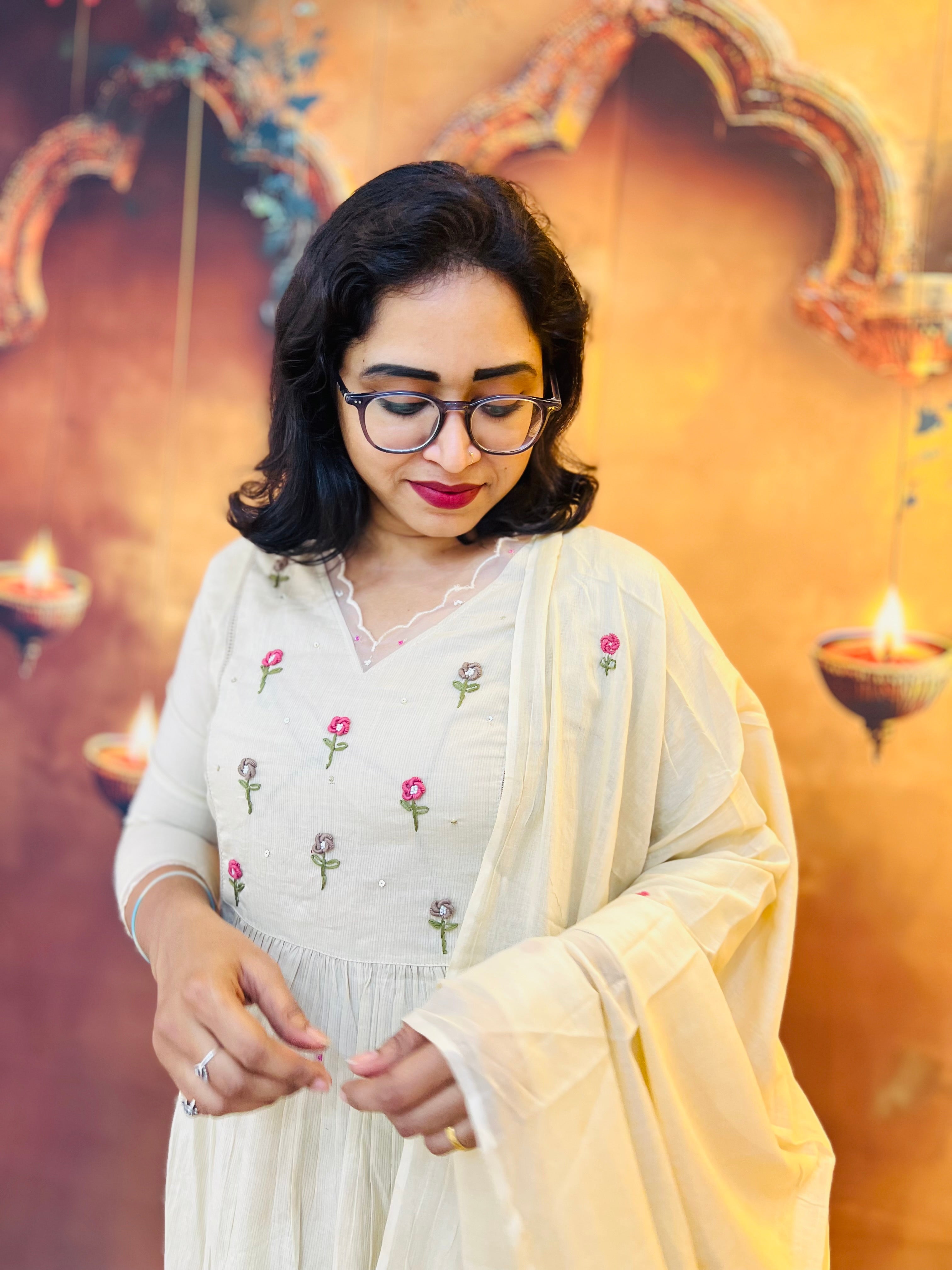 Ivory Blossom A-Line Set