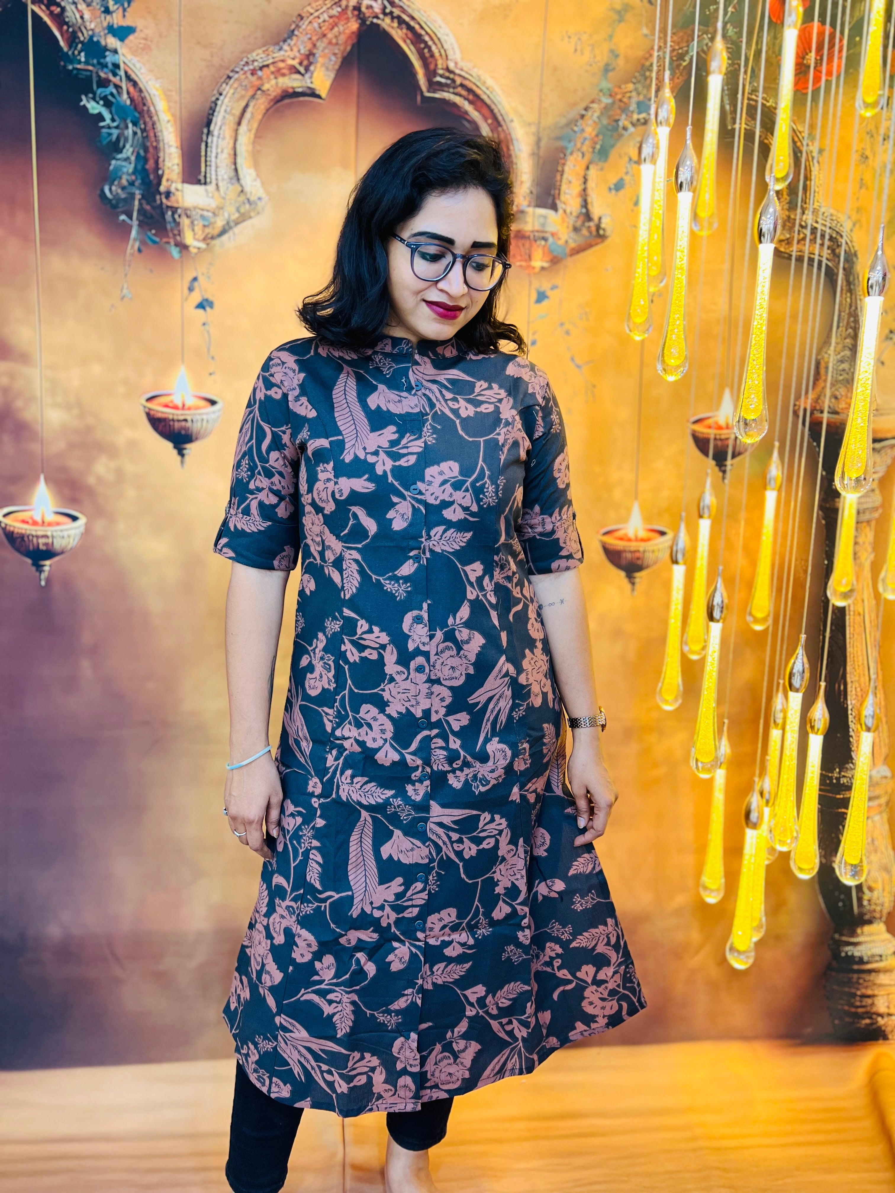 Elegant Khadi Floral Print Kurti