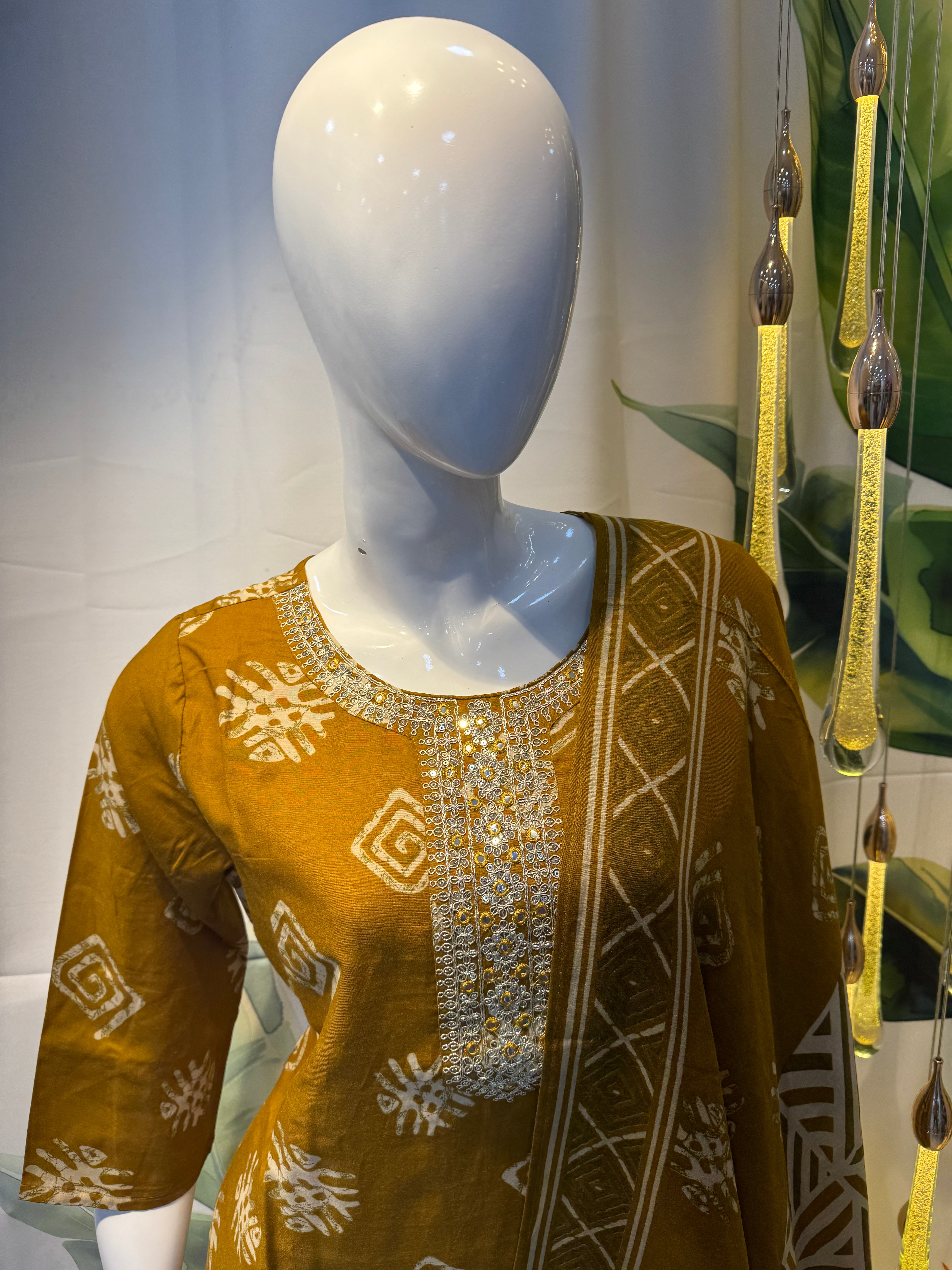 Mustard Handblock Printed Kurta Set