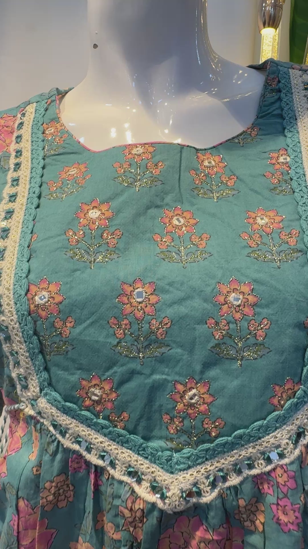 Blue Floral Printed Kurta Set with Contrast Dupatta